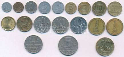 Izrael 19db vegyes érmetétel T:2,2- Israel 19pcs mixed coin lot C:XF,VF