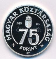 1999. 75Ft Ag "75 éves az MNB" tanúsítvánnyal T:PP apró fo. Adamo EM158