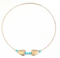 Ezüst(Ag) türkiz gyöngyökkel díszített nyakék, jelzett, bruttó: 6,4 g