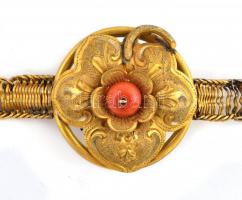 Régi bizsu karkötő, korall díszítéssel, h: 16 cm