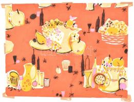 Parrag jelzéssel: Kompozíció. Vegyes technika, papír, hátoldalán ragasztás nyomaival, 39,5x51 cm