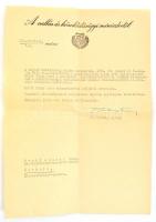 1948 Ortutay Gyula valllás és közoktatásügyi miniszter aláírása kinevezésen
