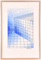 Vasarely jelzéssel: Kompozíció. Vegyes technika, papír, szélein ragasztás nyomaival, 31x20 cm