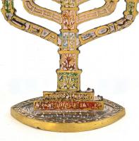 2 db réz menóra, m: 7 és 11,5 cm