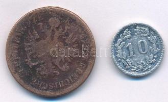 Vegyes: Magyarország 1861E 4kr Cu + Svájc 1979. 10r Al "Ag Sigg Frauenfeld" zseton T:3 
M...