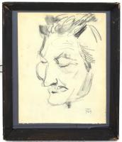 TM jelzéssel: Portré. Szén, papír, üvegezett, fa keretben (kissé sérült üveggel), 28x21 cm