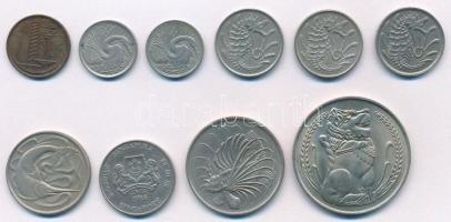 Szingapúr 1967-1986. 1c-1$ (10xklf) T:2,2-
Singapore 1967-1986. 1 Cent - 1 Dollar (10xdiff) C:XF,VF