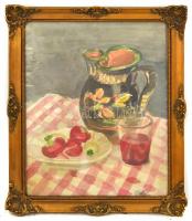 Glatz jelzéssel: Csendélet. Akvarell, papír, üvegezett fa keretben, 34,5x26,5 cm