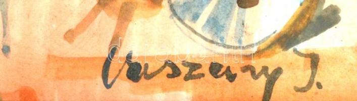 Vaszary jelzéssel: Vidámpark. Akvarell, papír, üvegezett fa keretben, 34,5x26,5 cm