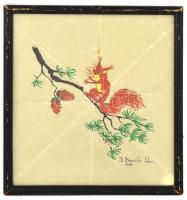 Benczur jelzéssel: Mókus. Akvarell, papír, sérült. Üvegezett fa keretben, 22x20 cm