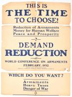 1932 National Council for Prevention of War szervezetének plakátja, szétszakadt állapotban, 62×46 cm
