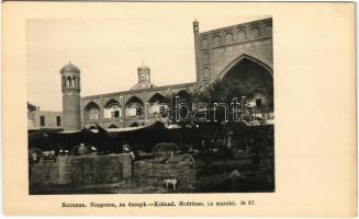 Kokand, Medresse, Le marché / madrasa, Muslim seminary, market, street vendors. No. 87. Phototypie Scherer, Nabholz & Co.