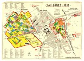 1933 Gödöllő, a Jamboree színes térképe, 1:6000, kiadja: Athenaeum, kissé gyűrött, 41×54 cm
