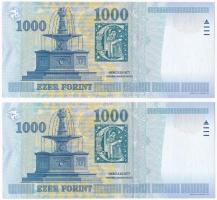 2006. 1000Ft (2x) egyugrásos sorszámkövetők "DB 4450017 - 4450019" T:I 
Adamo F55G1