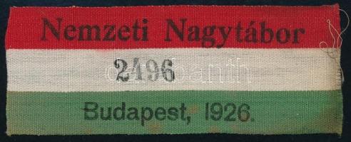 1926 A Cserkész Nagytábor sorszámozott nemzetiszín felvarrója / National jamboree numbered ribbon 10x4 cm