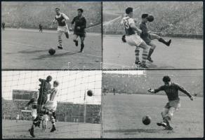 1955 Honvéd-Rapid Wien focimeccs képei, fotómontázs, sajtófotó, 12×17 cm