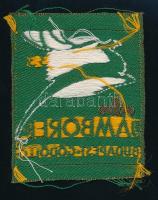 1933 "Jamboree Budapest-Gödöllő" feliratú díszes vászon felvarró, fehér csodaszarvassal, z...