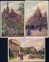 1916 3db Budapest ma színes képeslap