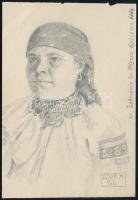 Vidor M. jelzéssel: Galíciai nő 1916. Ceruza, papír, 12,5×8,5 cm