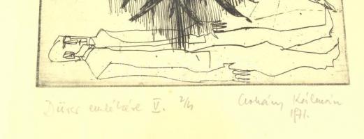 Csohány Kálmán (1925-1980): Dürer emlékére V. (1971). Rézkarc, papír, jelzett és számozott: 2/4 (!)....