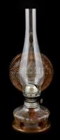 Petróleumlámpa, üvegbúrával, rozsdás, m: 30 cm