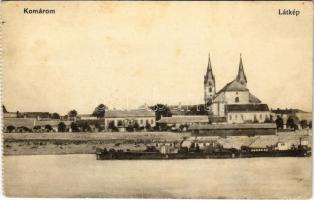 1916 Komárom, Komárno; látkép, Duna / Danube (EK)