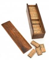 Fa dominók, fa dobozban, 7,5x9x30 cm