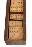 Fa dominók, fa dobozban, 7,5x9x30 cm