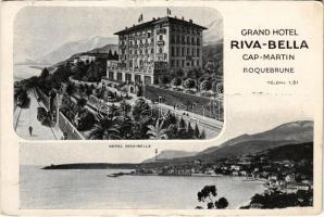 Roquebrune-Cap-Martin, Grand Hotel Riva Bella advertising card, tram, automobile (tiny tear)
