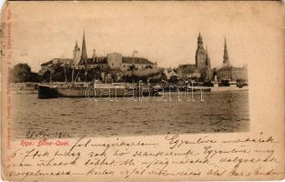 Riga, Duna-Quai / quay, steamship, church. Lichtdruck u. Verlag von Hebensperger & Co. No. 261. (Rb)
