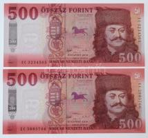 2018. 500Ft (2x) sorszámkövetők T:I  Hungary 2018. 500 Forint (2x) sequential serials C:UNC