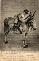 1902 Boy riding a donkey (EK)