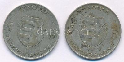 1947. 5Ft Ag "Kossuth" (2x) T:2- Adamo F8.1