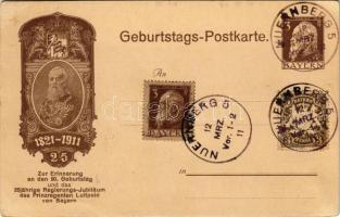 1821-1911 Zur Erinnerung an den 90. Geburtstag und das 25 jährige Regierungs-Jubiläum des Prinzregenten Luitpold von Bayern / 90th Birthday of Luitpold, Prince Regent of Bavaria (EK)