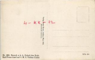 SMS Viribus Unitis Osztrák-Magyar Haditengerészet Tegetthoff-osztályú dreadnought csatahajója fedélz...