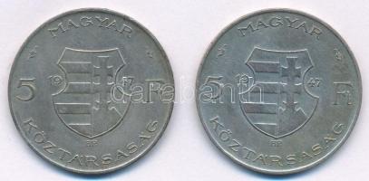 1947. 5Ft Ag "Kossuth" (2x) T:2- Adamo F8.1