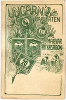 1924 Ungarns Raritäten / Magyar bélyeg ritkaságok. Hungaria bélyegkereskedés kiadása / Hungarian stamp rarities. Art Nouveau, floral s: Lehnert + légiposta Esztergom-Budapest (EK)