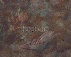 Adler jelzéssel (Adler Mór?): Erdőrészlet. Olaj, vászon, sérült. Díszes fa keretben, 68×55 cm