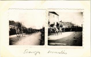 1938 Somorja, Samorín; bevonulás. Lapra ragasztott fotók / entry of the Hungarian troops. photos glued on paper (non PC)