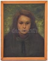 Olvashatatlan jelzéssel: Női arckép (tanulmány). Olaj, vászon, hátoldalán jelzett és feliratozott (....