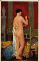 Der Liebestrank / Erotic nude lady art postcard. S.V.D. Nr. 409. (worn corners)