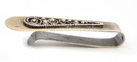 Ezüst(Ag) pénz csipesz, jelzett, h: 4 cm, nettó: 4,20 g