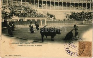 1901 Corrida de Toros, Bombita entrando a matar / Spanish folklore, bullfight, matadore. Hauser y Menet (Madrid) 821. TCV card (fl)