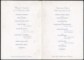 1936 Szilveszteri ételsor, Gundel Károly Állatkerti Étterme Budapest