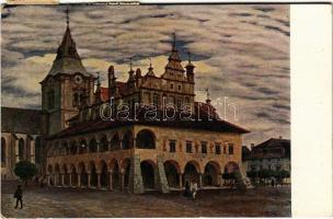 1924 Lőcse, Levoca; Fő tér, városháza / main square, town hall. Nakl. J. Blahovec. Minerva Prague 2039. art postcard s: V. Maly