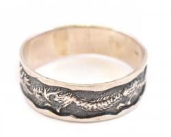 Ezüst(Ag) gyűrű, sárkány mintával, jelzett, méret: 64, nettó: 3,39 g