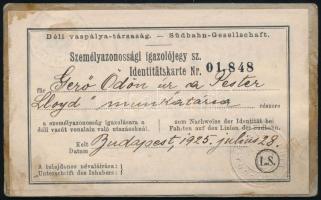 1925 Gerő Ödön (1863-1939) műkritikus, újságíró, a Pester Lloyd munkatársának fényképes személyazono...