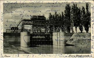 1942 Óbecse, Stari Becej; Ferenc József csatornai zsilip. Antok Anna kiadása / canal, flood gate, sluice (EK)