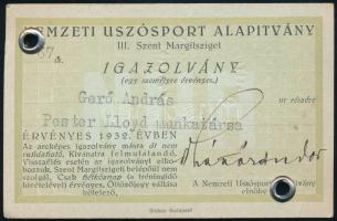 1932 Gerő András, Gerő Ödön (1863-1939) újságíró, a Pester Lloyd újságírója fiának fényképes igazolv...