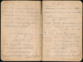 1916 I. világháborús katona fronton vezetett naplója, benne az állomáshelyekkel, néhány történéssel ...